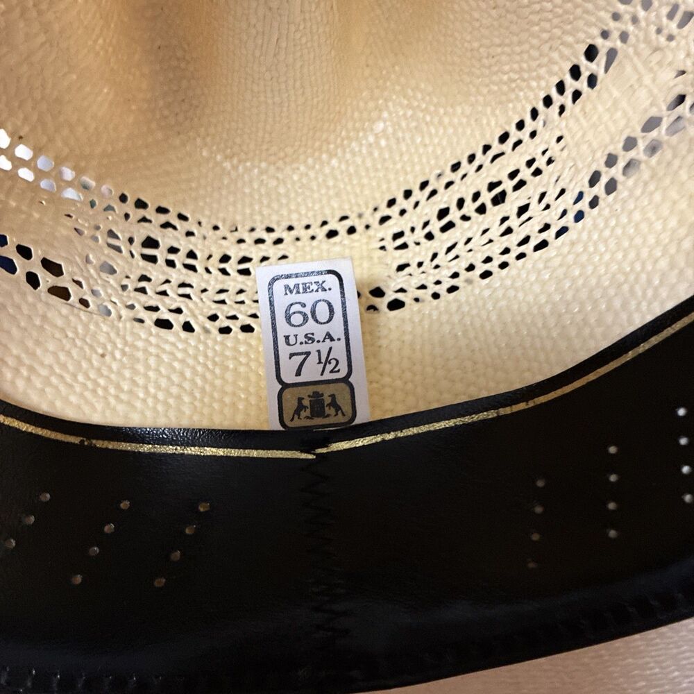 Eddy Bros Straw Cowboy Western Hat Bangora Size 7.5 Cream - Picture 11 of 14
